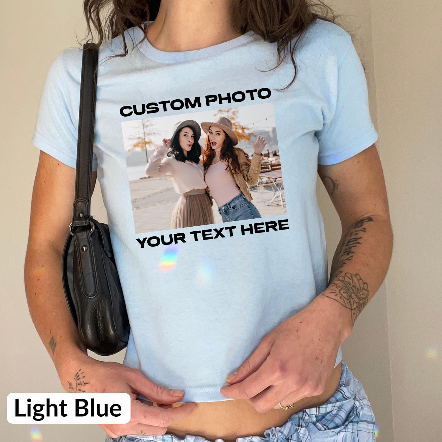 Personalized Photo Baby Tee, Crop Top with Custom Photo, Picture Shirt, Custom Graphic 90s Shirt, Custom Text Baby Tee Y2K Multi - Image 4