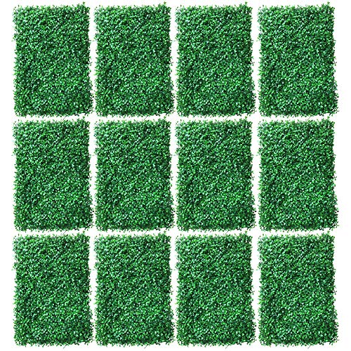 12 pezzi, 40 x 60 cm, decorazione da parete, finti pannelli di bosso, per la casa, per erba, foglie, erba, per la cottura, per la privacy, per piante, decorazione da parete, verde (densità: 247