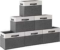 Vista 26 de GhvyenntteS Contenedores de almacenamiento extra grandes con tapas, cajas de almacenamiento plegables de tela con tapas y 3 asas de cuero, cestas