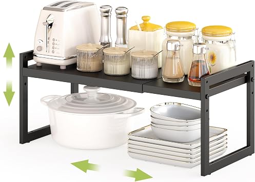 DOLALIKE Expandable Stackable 3 Shelf Modern Kitchen Countertop Organizer Space Saving Spice Rack Pantry Storage Bathroom Office Organizer