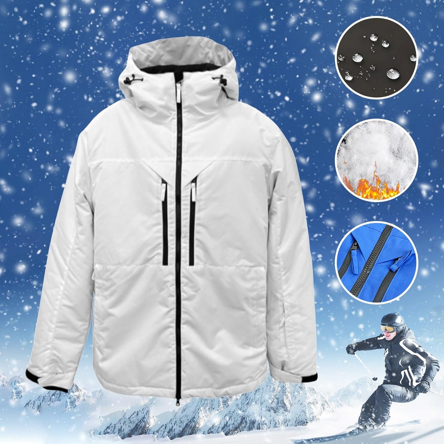 スキージャケット スノーボードジャケット メンズ 防寒着 アウトドア ホワイト メンズ スキージャケット スノーボードジャケット 暖かいスノー