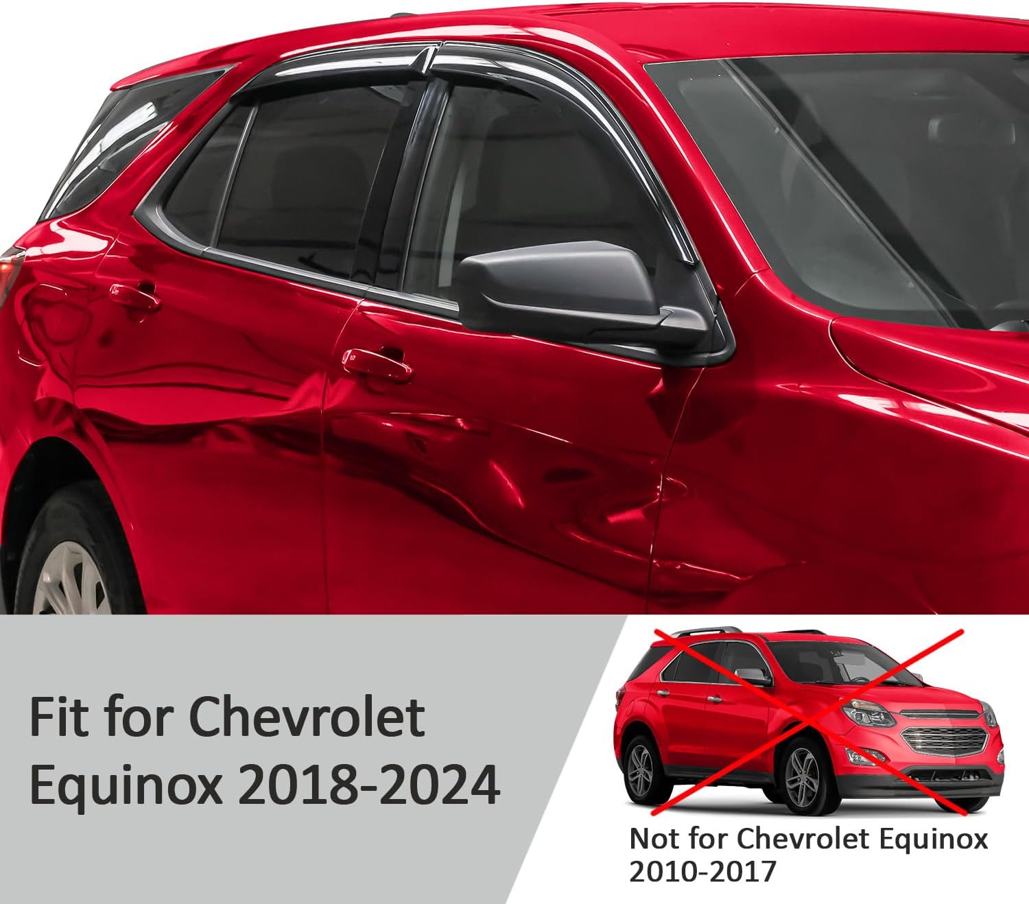 Voron Glass Tape-on Extra Durable Rain Guards for Chevrolet (Chevy) Equinox 2018-2024, Window Deflectors, Vent Window Visors, 4 Pieces - 100436