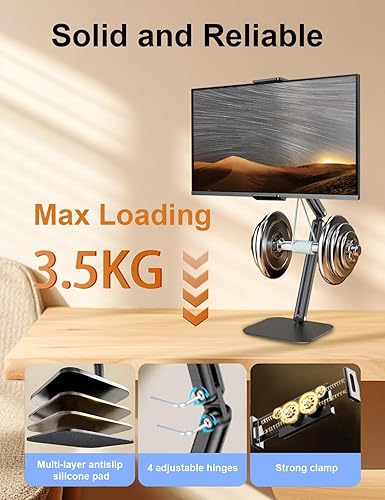 Miniatura 3 de Soporte de tablet para iPad, soporte ajustable de aluminio multiángulo para tableta, base de metal resistente para escritorio, compatible con iPad