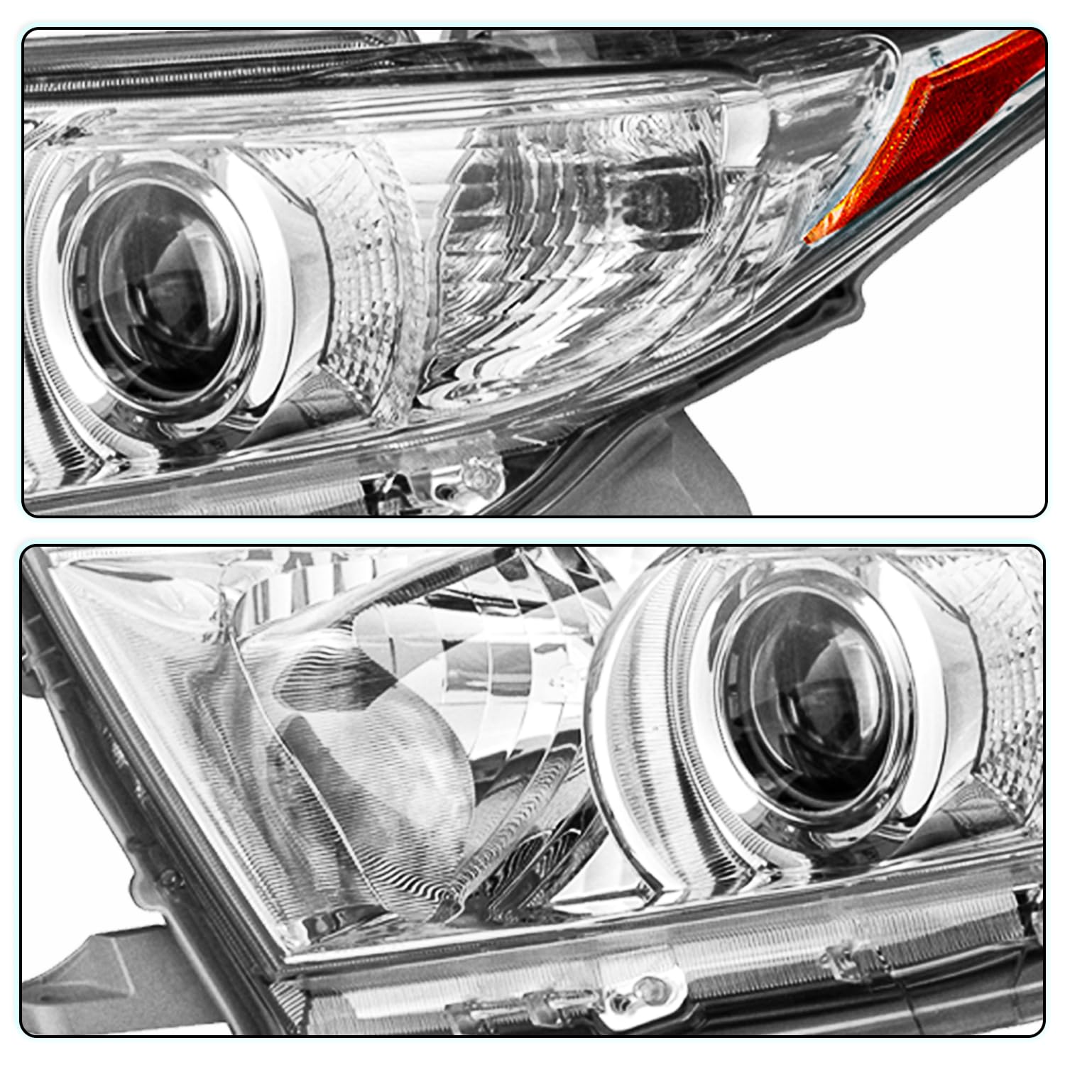 Pair Of Headlight Assemblies For 2011-2013 Toyota Highlander - Housing With Amber Reflector, Plug & Play