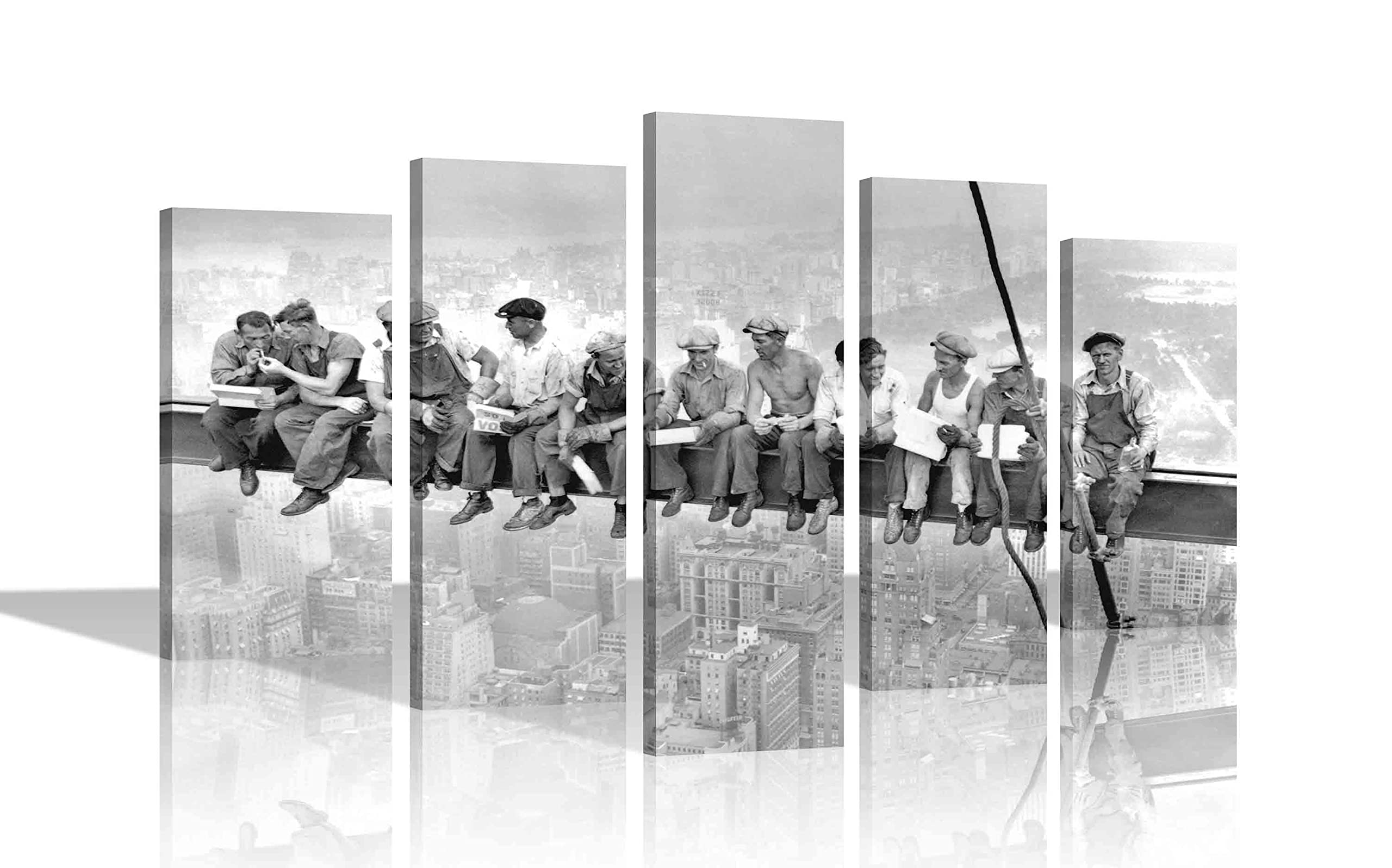 Artley Prints Black And White Lunch Atop A Skyscraper Canvas Wall Art Prints Home Decor For Livingroom Office Appartment Modern Pictures 214Cm X 101Cm (84X40")