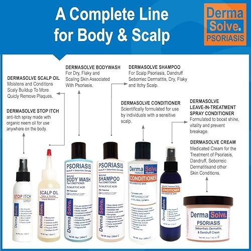 Miniatura 6 de Dermasolve Acondicionador de psoriasis  Calmante anticaspa, dermatitis seborreica, piel sensible, escamosa, picazón, cuero cabelludo seco y