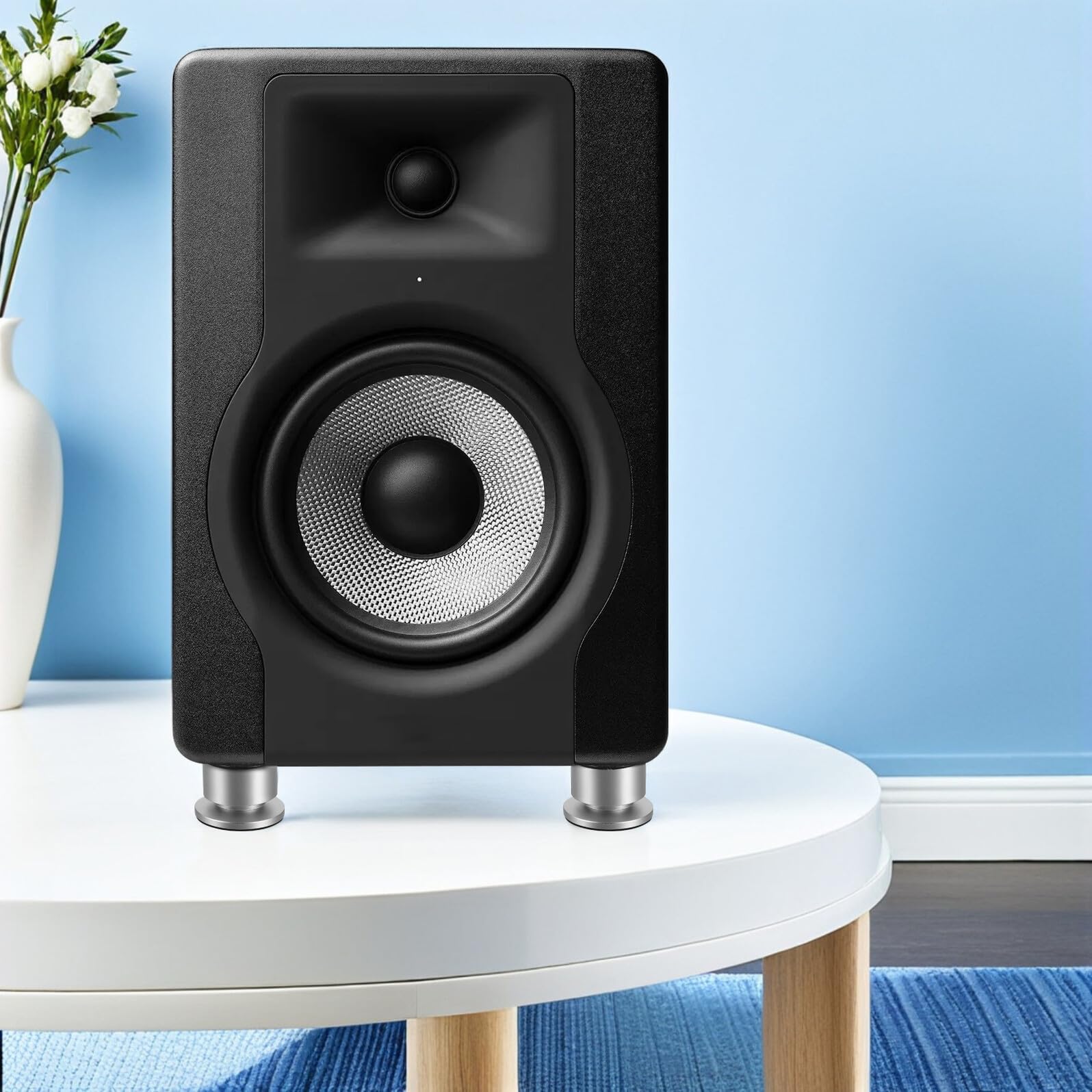 BESTYASH Supporti Antivibrazione in Metallo per Altoparlanti 4 Pezzi Piedini Isolanti Regolabili per Apparecchiature Audio da Scaffale e Giradischi