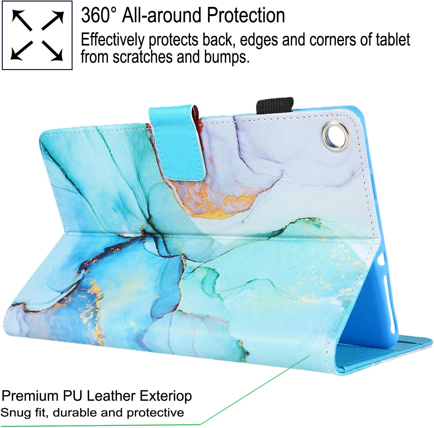 JZCreater Kindle fire HD 10 Case Old Model 2019, Compatible with 10.1" Amazon Fire HD 10 Tablet (9th/7th/5th Generation, 2019/2017/2015 Release), Jade Marble
