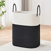 Vista 19 de Cesta de lavandería con asas – Cesta para mantas y cestas para dormitorio, cesta de lavandería y almacenamiento de mantas para sala de estar, cesta