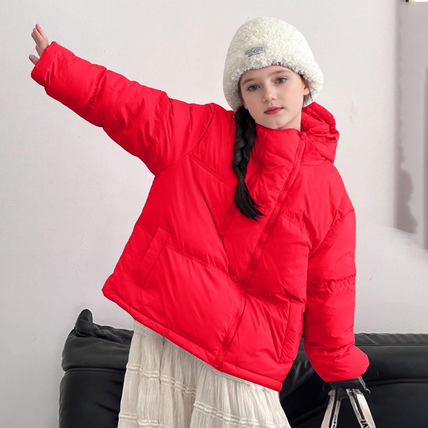 Girls Puffer Jacket Hooded Winter Coats Windproof Zipper Outerwear Thick Warm Kids Padded Parka Boys Waterproof Ski Jacket
