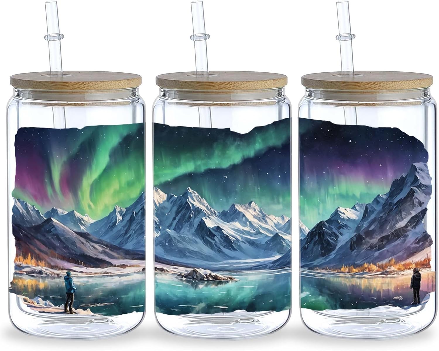 5 Sheets Aurora UV DTF Transfer Stickers, for Glass Tumbler, Waterproof Decals, Plastic Adhesive Label for Bottles and Cups Decor (Style1-5 Sheet)