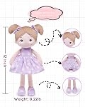 LeyaDoll Jouets de poupée pour bébé doux (12''), Ma première poupée de rag bébé 1 Cadeau d'anniversaire de la vieille fille, Leya Doll Cadeau de jouets en peluche pour les enfants en bas âge -FloraBelle(Pourpre)