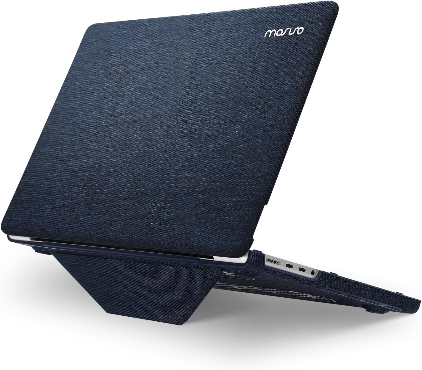MOSISO Compatible with MacBook Pro 14 inch Case 2025 2024 2023 2022 2021 M5 M4 M3 M2 M1 A3434 A3112 A3185 A3401 A2918 A2992 A2779 A2442, Knit Fabric Coated Hard Case with Fold Kickstand, Haze Blue