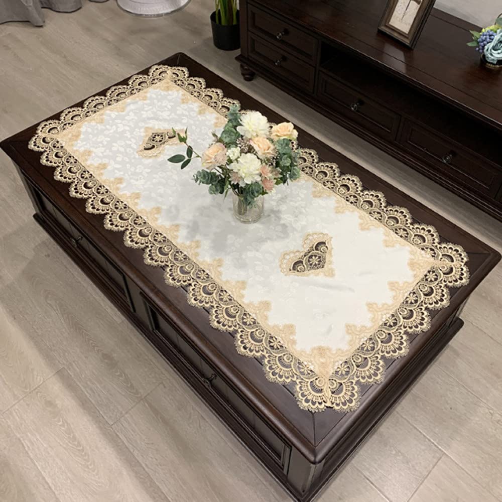Nappe brodée haut de gamme nappe de table basse dentelle de style européen HM51K