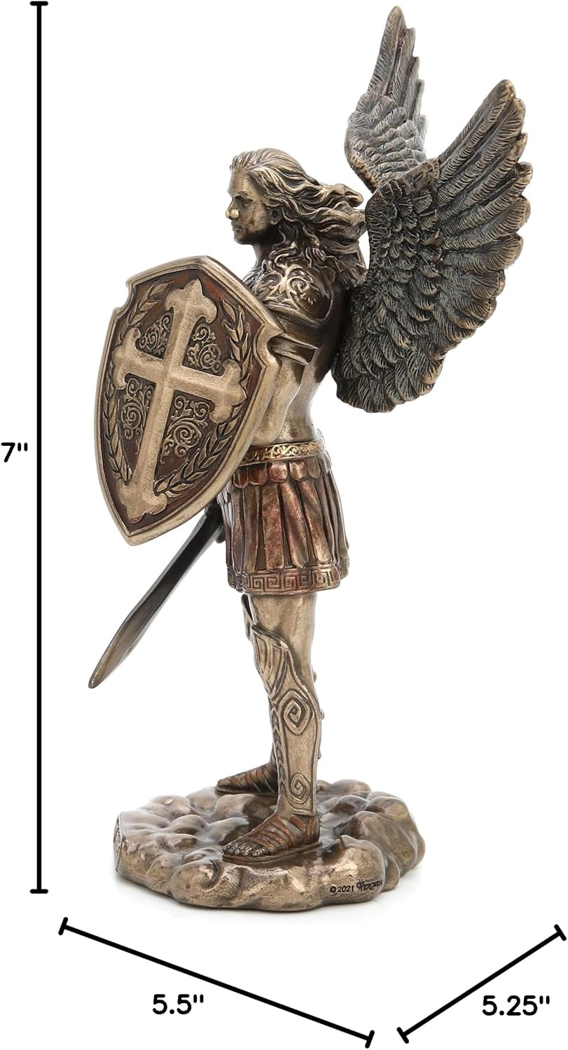 Veronese Design 7 3/4" Archangel Saint Michael Sword and Shield Resin Sculpture Cast Bronze Finish - Image 7