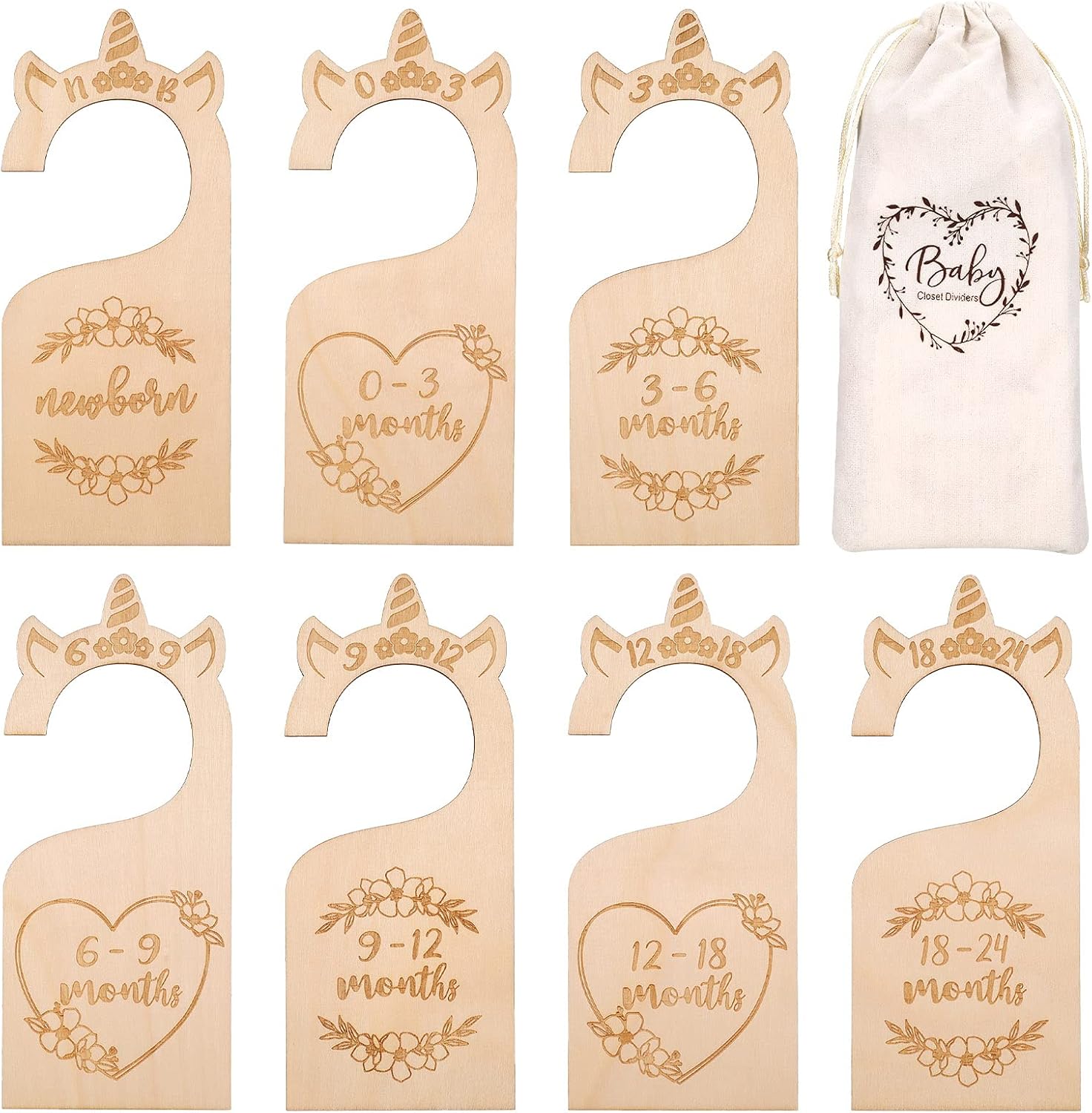 CREPUSCOLO Baby Wardrobe Clothes Dividers, 7pcs Original Design Nursery