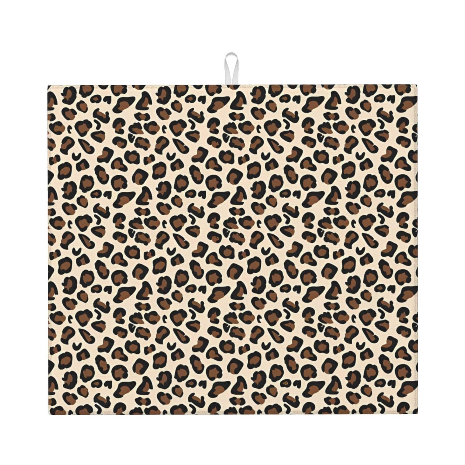 Yyhwhjde Black Leopard Print Prints Kitchen Drying Mat – Absorbent Dish Throw For Countertop, Non-Slip Layer With Vibrant Prints, Ideal For Housewarming