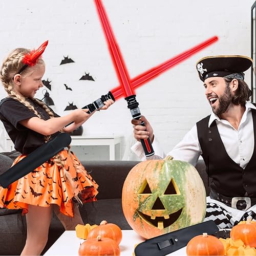 Miniatura 5 de ANNDOFY Sable iluminado para niños, espadas de luz roja con sonido FX, juego de espadas de luz expandible para Galaxy War Fighter Warriors, fiestas