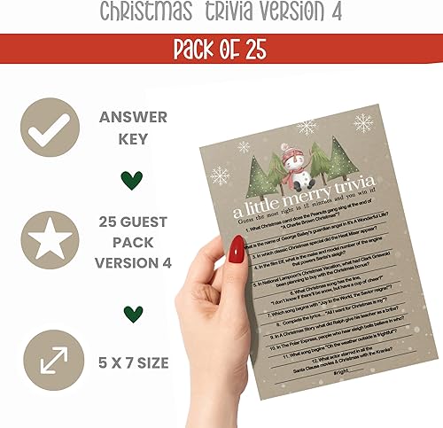 Miniatura 4 de Snow Much Fun - Juego de trivia con preguntas de películas y canciones para adultos, oficina, grupo, muñeco de nieve, Acción de Gracias, paquete de