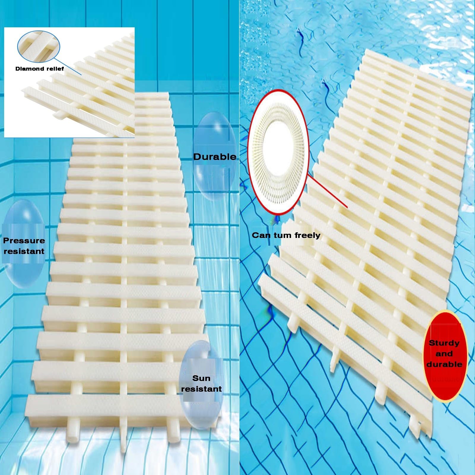 Rejilla de Drenaje for Piscina entrelazada de 3 Puntas Estilo Ondulado