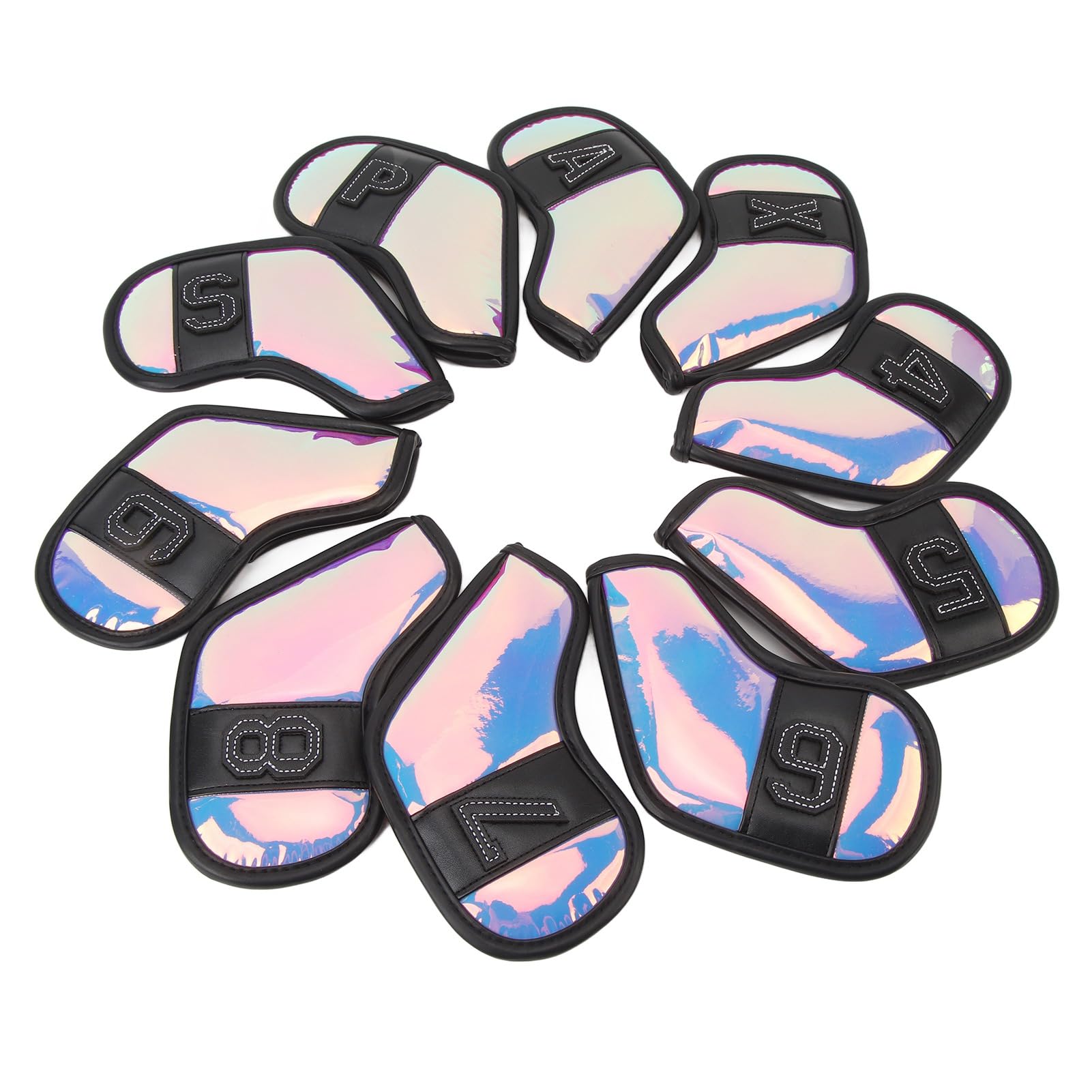 KUIDAMOS Fundas para Cabezas de Palos de Golf, Elegantes, a Prueba de Impactos, a Prueba de Rayones, Juego de Fundas de Hierro para Palos de Golf, Ajuste Versátil para Viajes y Torneos, Tela de PU,