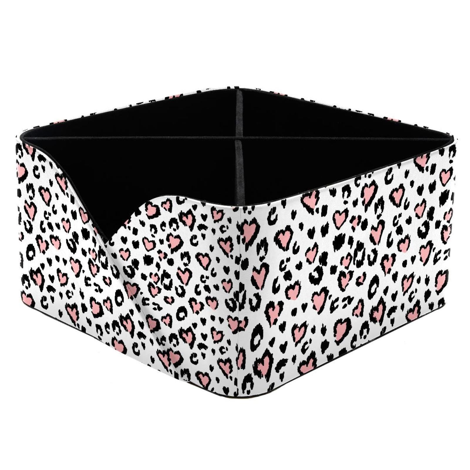 KengjuTesu Leopard Pink Camouflage Desktop Organizer Pen Holder, Rectangular Pencil Cup for Office, Study and Makeup Stations