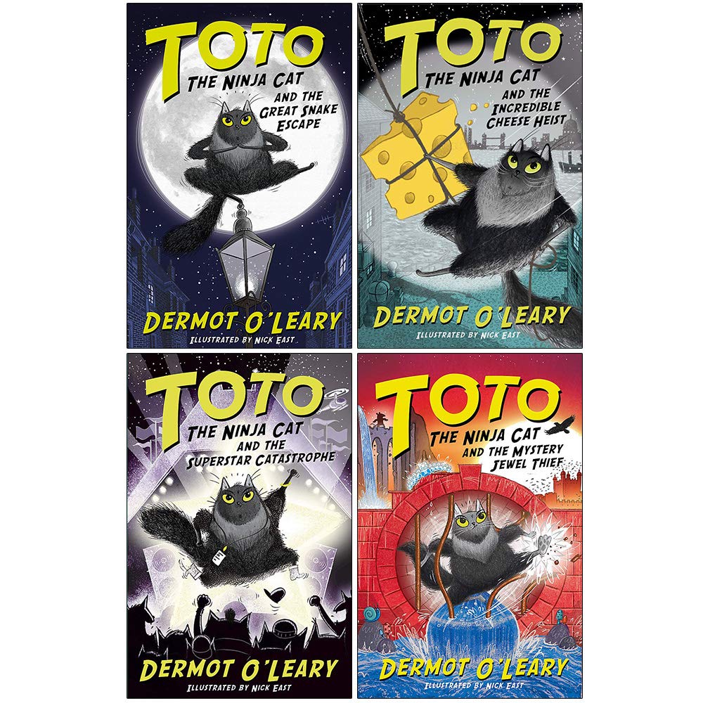 The Toto the Ninja Cat Series 4 Books Collection Set By Dermot O’Leary ( the Great Snake Escape, the Incredible Cheese Heist, the Superstar Catastrophe, the Mystery Jewel Thief)