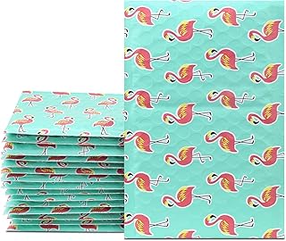 UCGOU Bubble Mailers 4x8 Inch Flamingo Designer 50 Pack Poly Padded Envelopes Small Business Mailing Packaging Self Seal Waterproof Boutique Mail Shipping Bags for Jewelry Makeup Supplies #000