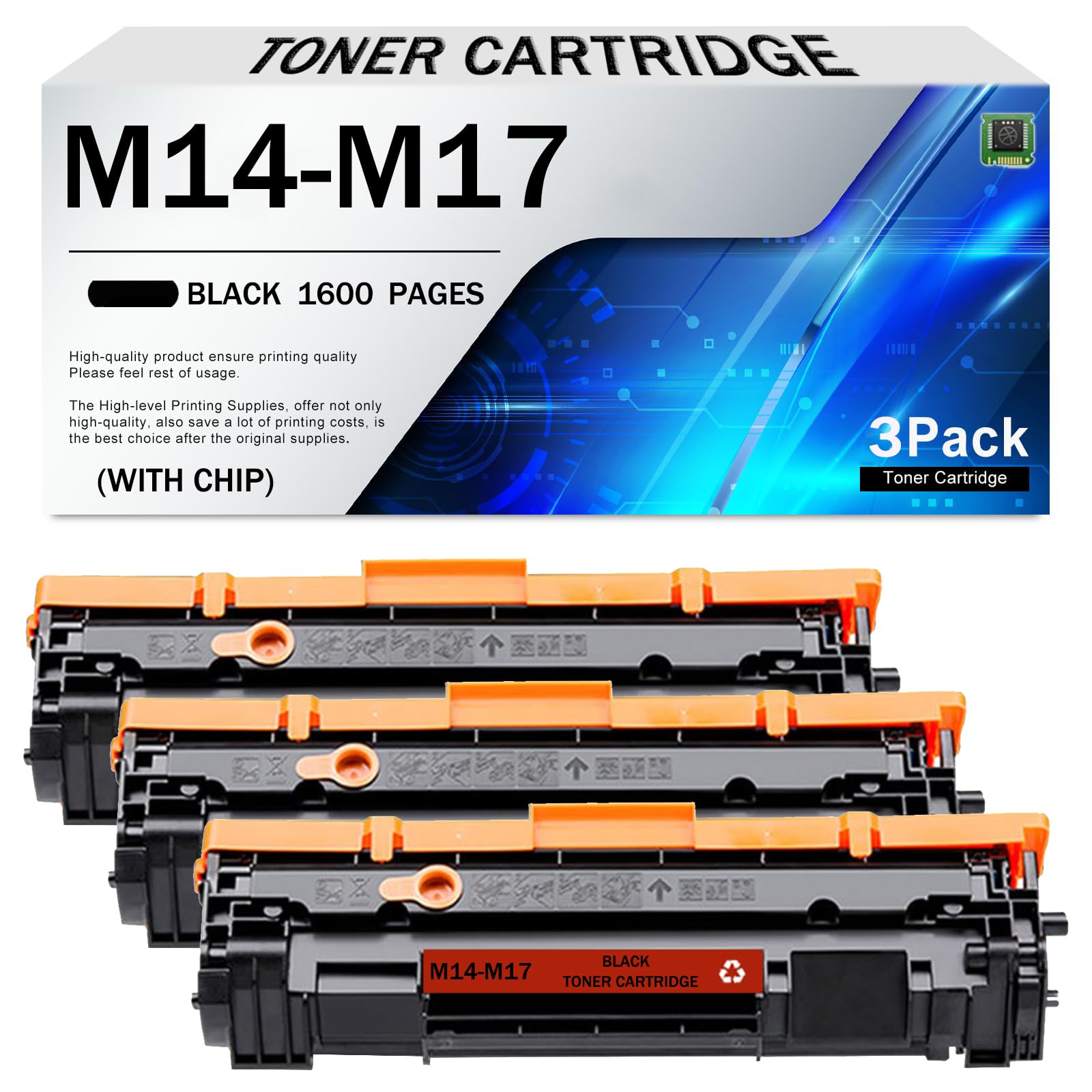 Cartuccia Toner Nero M14-M17 con Chip, Compatibile con stampanti