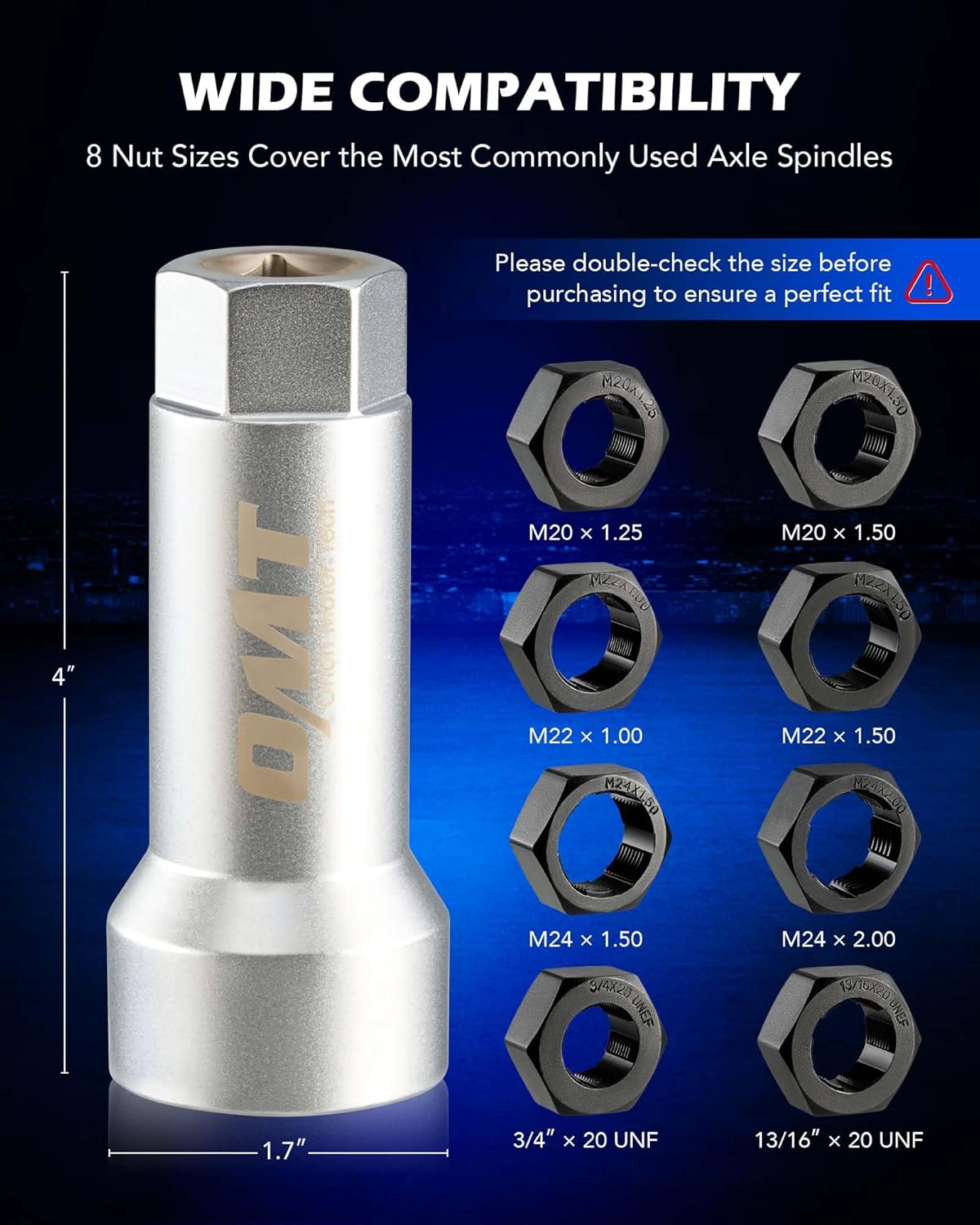 Orion Motor Tech 10pc Axle Spindle Threading Set, Axle Thread Repair Kit with 8 Dies 1-1/16" Extension Bar, Axle Nut Rethreader with M20 M22 M24 & 13/16" 3/4" UNEF Nuts, Rethreading Tool Kit with Case