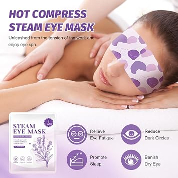 24 Pack Lavender Self Heating Eye Mask, Heated Steam Eye Mask for Disposable Warming Sleeping Relief Stress Eye Fatigue, Home Travel Essentials Relaxation Gifts