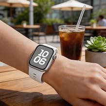 Silicone Sport Band for Apple Watch, Soft Skin‑Friendly Silicone Strap with Pin‑and‑Tuck Closure, Fits 38‑49mm for iWatch Series 1‑10 SE Ultra, Adjustable Quick Release Wristband for Workout Daily Use