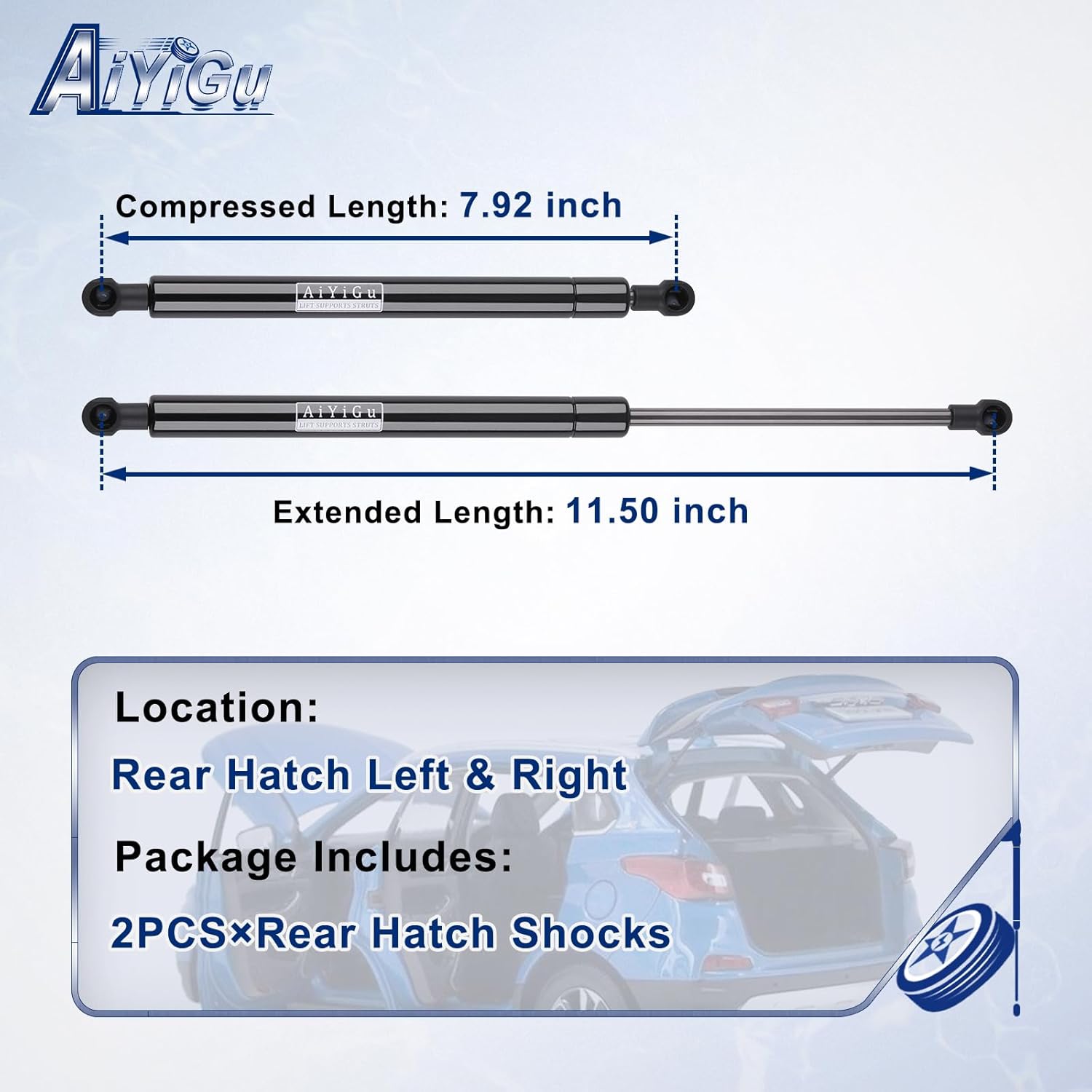 6802 rear trunk hatch shocks struts lift gate supports gas springs compatible with 2014-2019 infiniti q50, pack of 2 pcs, replace pm3674