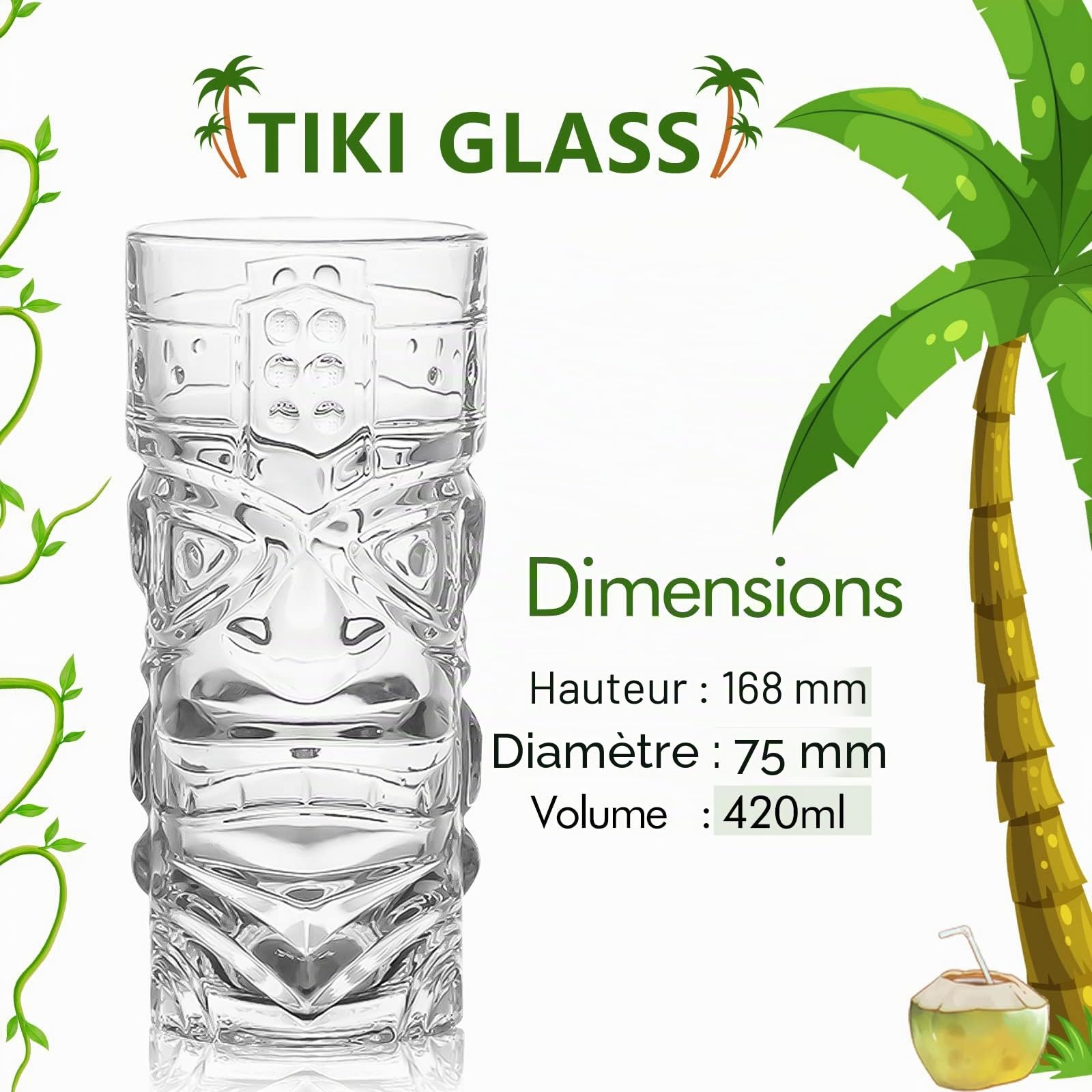 INFTYLE Ensemble de lunettes Tiki transparentes