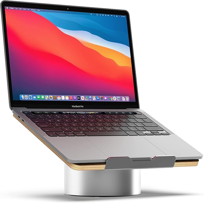 Soporte Elevador para Laptop HumanCentric, Madera Nogal Negro, Base Aluminio Gris miniatura 9