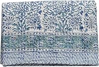 Vista 5 de Colcha con estampado de bloques indios Kantha, tamaño Queen, colcha de algodón puro (individual 90 x 60 pulgadas, beige)