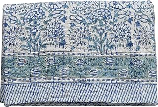 Indian Block Print Quilt Kantha Quilts Queen Size Kantha Throw Quilt Blanket Kantha Bedspreas Pure Cotton Quilt (Twin 90 X 60 Inch, White Floral)