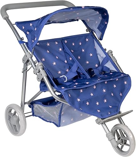 Vista 8 de Adora Zig Zag Twin Jogger - cochecito doble para muñeca para nuestros pequeños trotadores Azul
