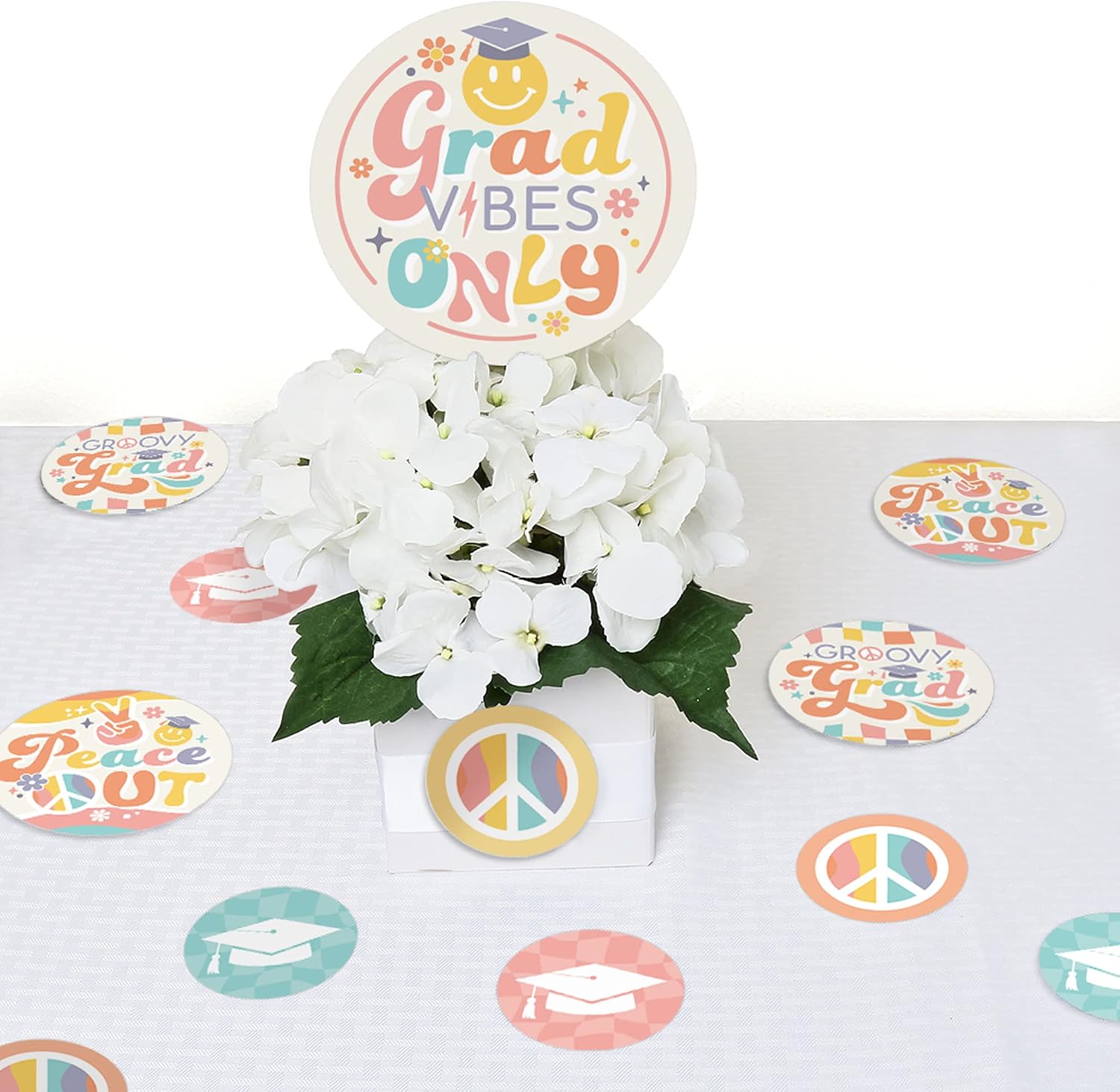 Big Dot of Happiness Groovy Grad - Hippie Graduation Party Giant Circle Confetti - Party Decorations - Large Confetti 27 Count