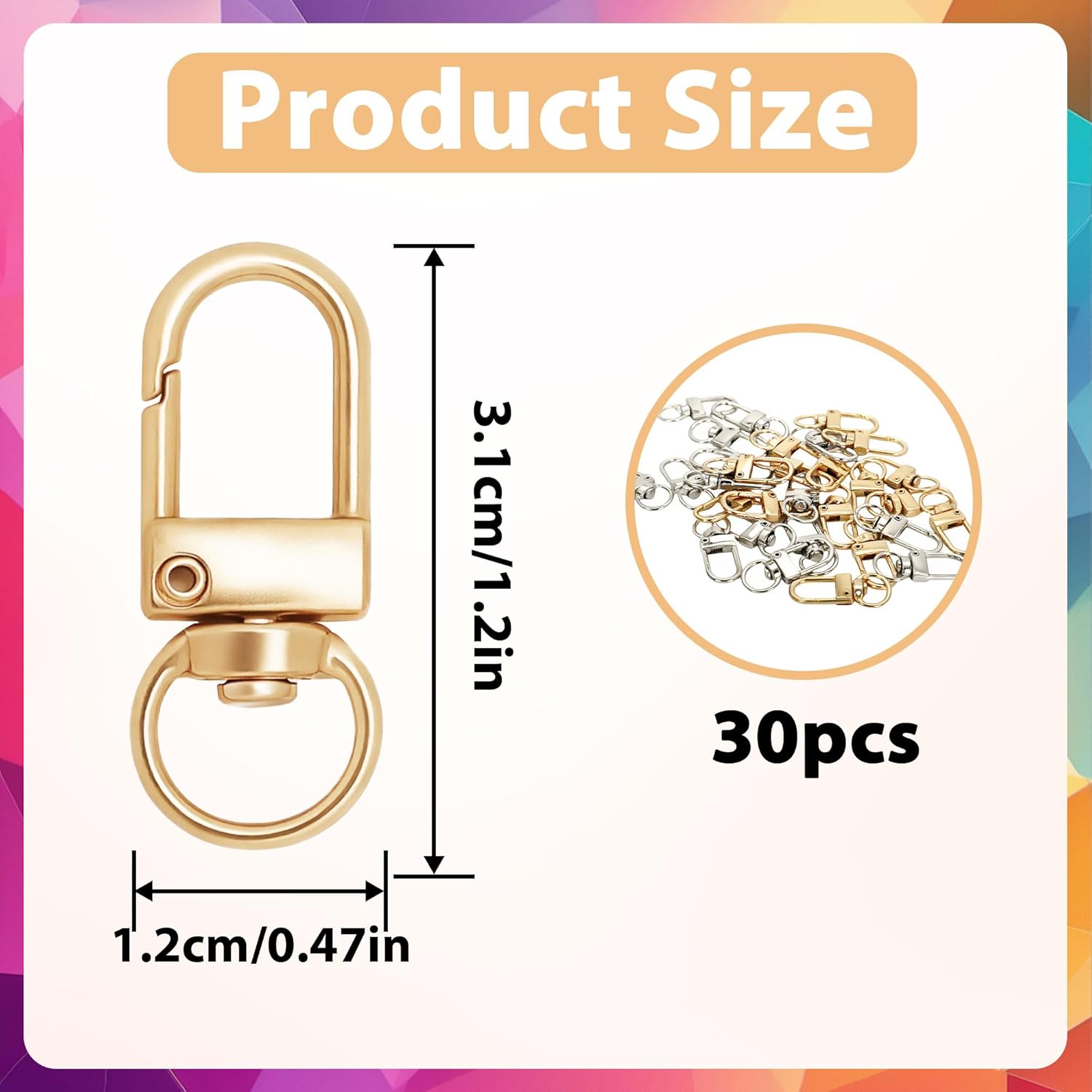 30PCS Gold and Silver Metal Lobster Claw Clasps, Swivel Lanyard Snap Hooks for Jewelry Making, Keychain, Bags, DIY Crafts and More - Image 2