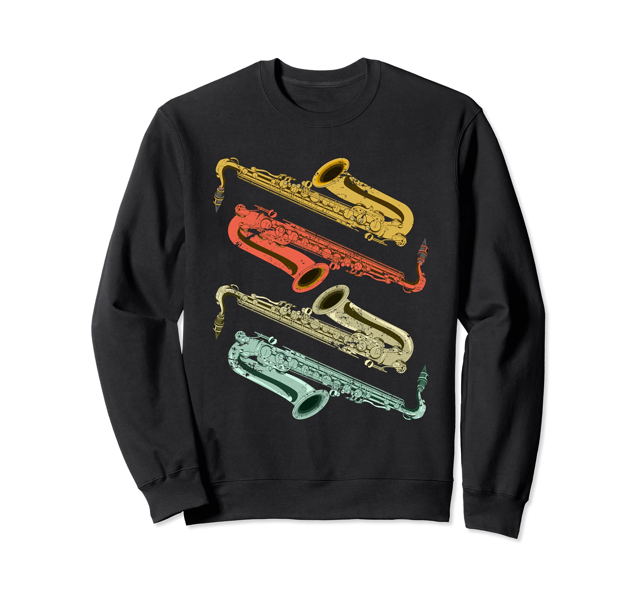 Jazz Musician Saxophonist Retro Saxophone Sweatshirt, Black