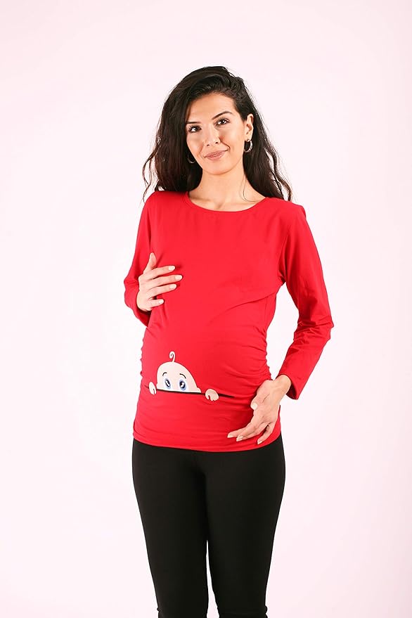 M.M.C. Voetafdrukken baby met hart - Schattige zwangerschapsmode motief zwangerschapsshirt sweatshirt zwangerschapsshirt voor de zwangerschap, lange mouwen, zwart, L M.M.C. Voetafdrukken baby met hart - Schattige zwangerschapsmode motief zwangerschapsshirt sweatshirt zwangerschapsshirt voor de zwangerschap, lange mouwen, zwart, L
