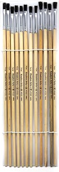 Charles Leonard Flat Tip Easel Paint Brushes with Long Handle, 0.25 Inch, Natural Handles and Black Bristles, 12-Pack 73525