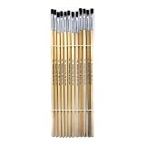 Charles Leonard Flat Tip Easel Paint Brushes with Long Handle, 0.25 Inch, Natural Handles and Black Bristles, 12/Pack – view 1