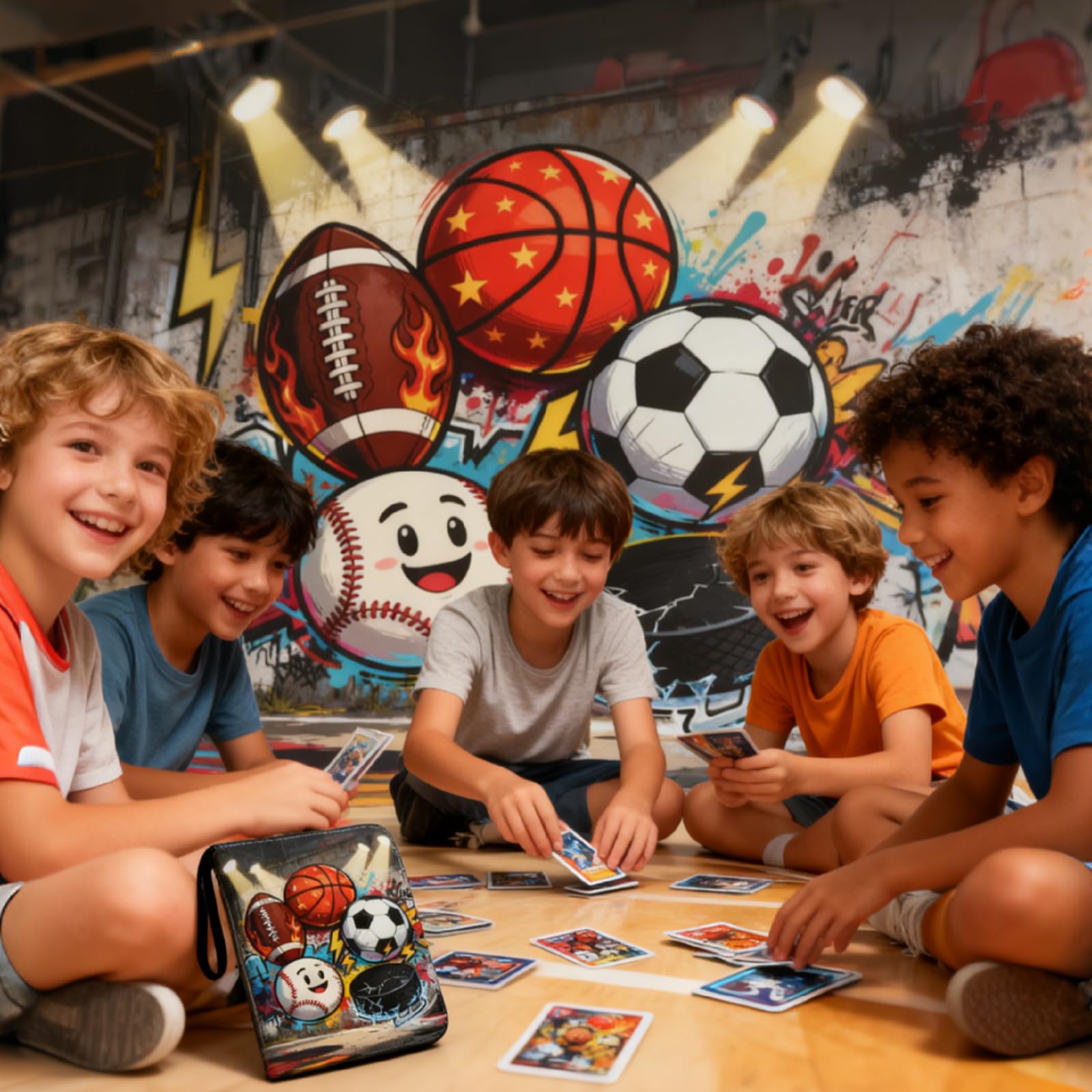 Raccoglitore per carte sportive, porta carte con 4 tasche, raccoglitore per 400 carte con 50 maniche rimovibili su entrambi i lati, custodia per album per giochi sportivi, carte collezionabili