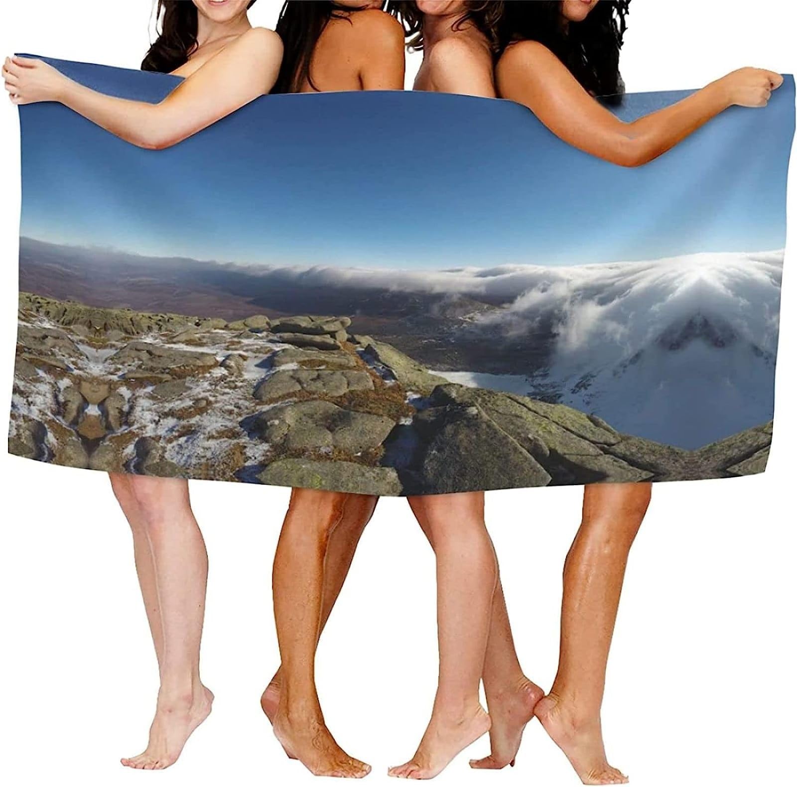 3D Serviette de Plage Paysage de Montagne Enneigée, Séchage Rapide Microfibre Serviette de Bain, Voyages Camping Vacances Drap de Plage Paysage de Montagne Enneigée Serviettes de Plage 150 x 200 cm