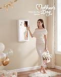 SONGMICS Lockable Jewelry Cabinet Armoire with Mirror, Wall-Mounted Space Saving Jewelry Storage Organizer, White UJJC51WT