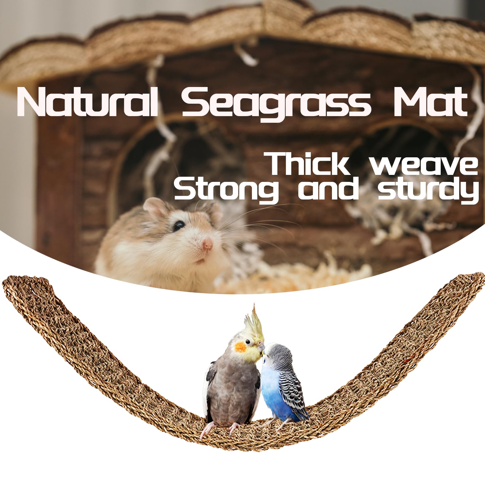 Vogel-Seegrasmatte – 52,1x20,1 Cm, Kletter- Und Kauspielzeug Für Vögel & Kleintiere