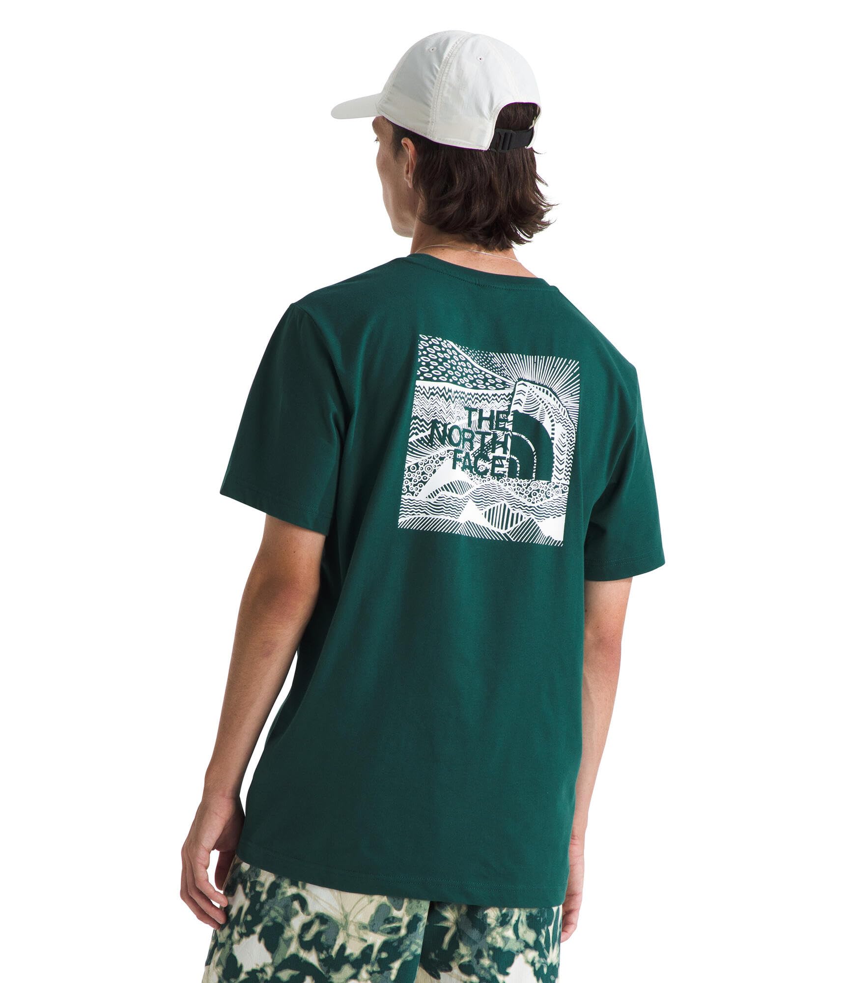 The North Face Men's Green T Shirts Box Nse Celebration Crew Neck Graphic Print Summer Tee - Size: 38