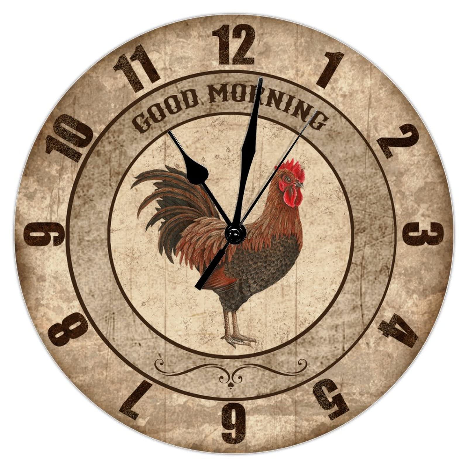 Horloge murale coq champêtre pour une cuisine vintage et chaleureuse